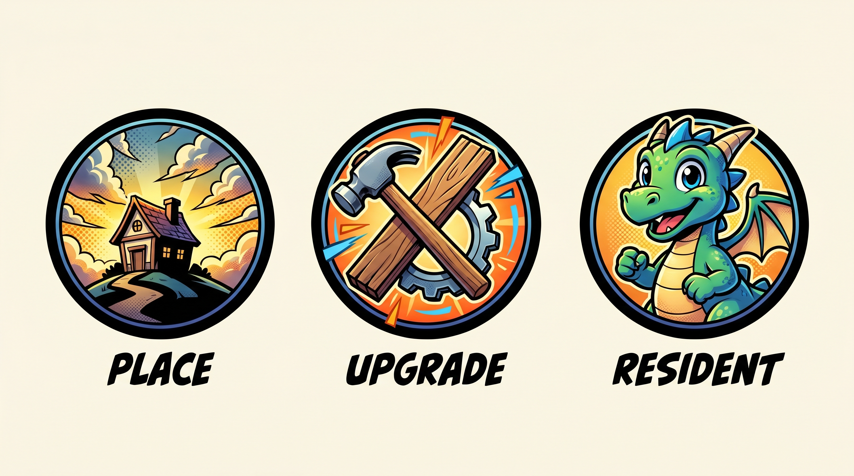 Graphic novel comic book style emblems