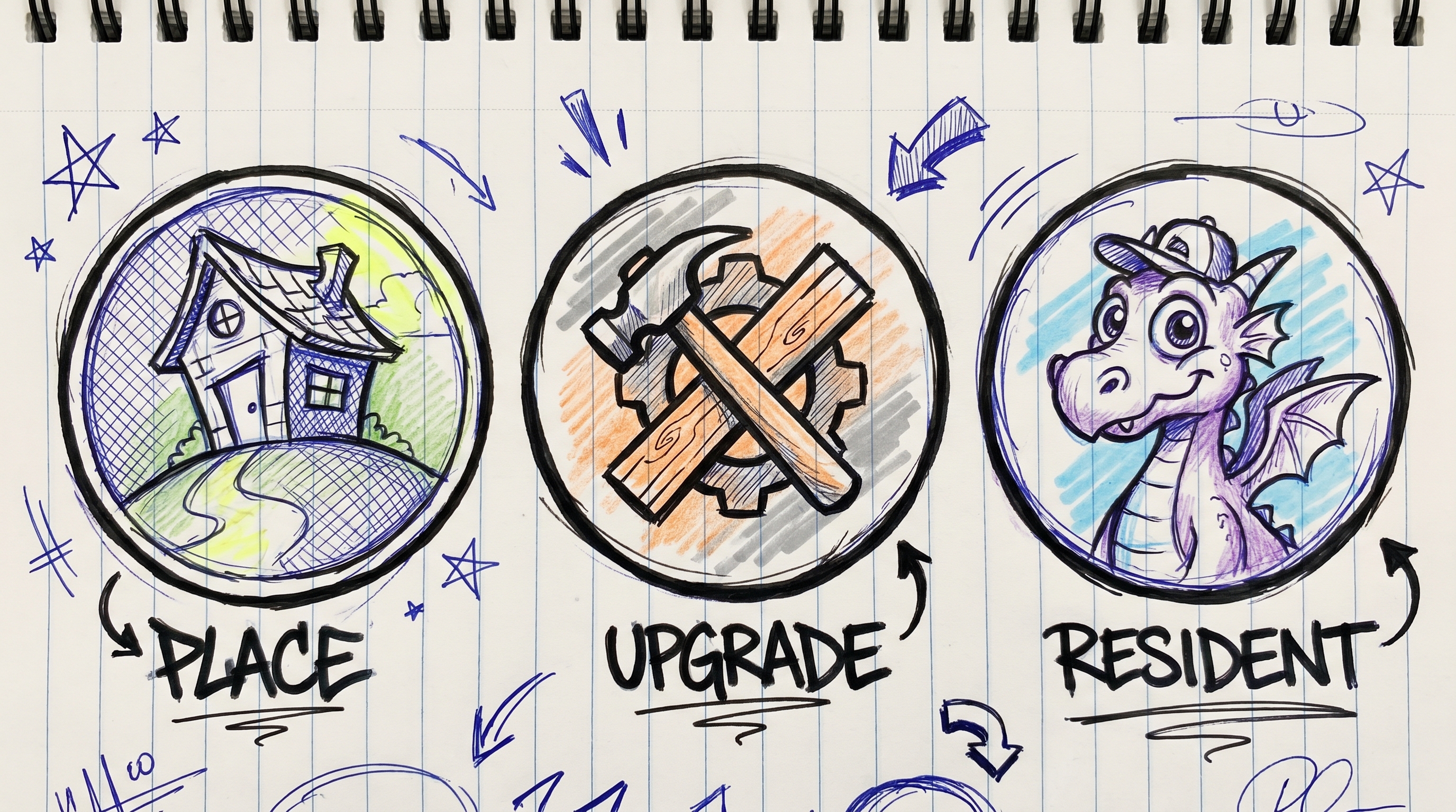 Teen sketchbook style emblems
